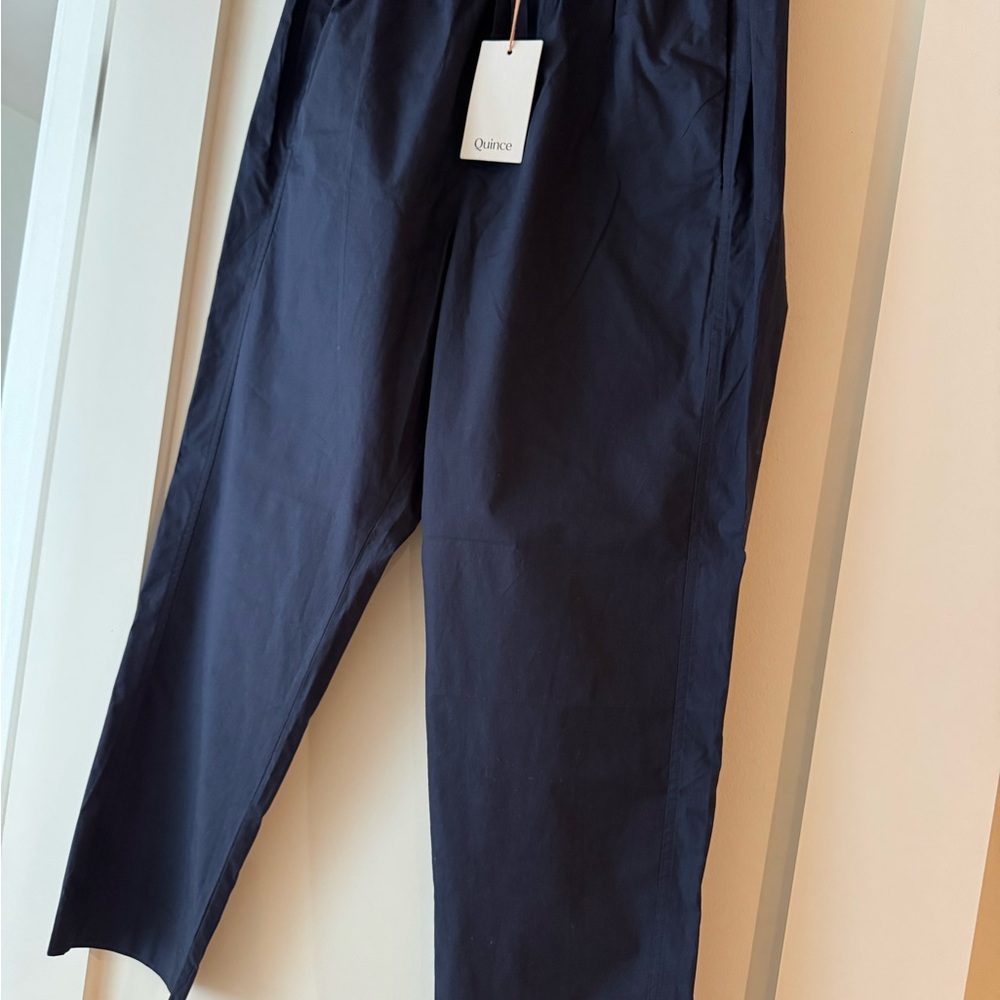 Quince Midnight Blue Relaxed Pants Cotton Poplin